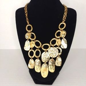 Hammered gold link necklace